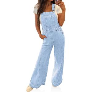 imageCicy Bell Womens Wide Leg Denim Overalls Cute Vintage Adjustable Straps Bib Jeans Jumpsuits OverallsLight Blue