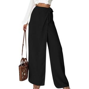 imageCicy Bell Womens Wide Leg Wrap Pants Fashion Casual Tie Waist Loose Flowy Pants