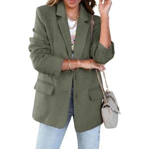 imageCicy Bell Womens Woolen Blazer Jackets Casual Long Sleeve Notch Lapel Open Front Work Office BlazersArmy Green