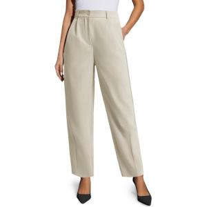 imageCicy Bell Womens Work Dress Pants High Waited Pleated Straight Leg Casual Trousers with PocketsLight Khaki