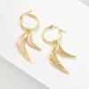 imageCicy Bell 14k Gold Plated HornShaped Dangle Earrings for Women Cubic Zirconia Clip On Huggie Drop Earrings Trendy Jewelry GiftYellow Gold