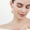 imageCicy Bell 14k Gold Plated HornShaped Dangle Earrings for Women Cubic Zirconia Clip On Huggie Drop Earrings Trendy Jewelry GiftYellow Gold