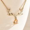 imageCicy Bell 18k Gold Plated Christmas Necklace Reindeer Zircon Gemstone Pendant Necklaces 15quot2quotChampagne