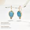 imageCicy Bell 18k Gold Plated Drop Earrings for Women Oval Aquamarine Gemstone Spinel Vintage Dangle EarringsYellow Gold