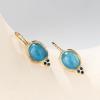 imageCicy Bell 18k Gold Plated Drop Earrings for Women Oval Aquamarine Gemstone Spinel Vintage Dangle EarringsYellow Gold