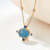 imageCicy Bell 18k Gold Plated Pendant Necklace for Women Oval Aquamarine Gemstone Spinel Vintage Dainty Trend Jewelry Gift 177quot  19quot ExtenderYellow Gold