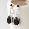 imageCicy Bell Dangle Earrings for Women Platinum Plated Cubic Zirconia Teardrop Elegant Yellow Olive Curved EarringsBlack