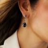 imageCicy Bell Dangle Earrings for Women Platinum Plated Cubic Zirconia Teardrop Elegant Yellow Olive Curved EarringsBlack