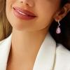 imageCicy Bell Dangle Earrings for Women Platinum Plated Cubic Zirconia Teardrop Elegant Yellow Olive Curved EarringsPink