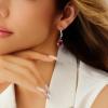 imageCicy Bell Dangle Earrings for Women Platinum Plated Cubic Zirconia Teardrop Elegant Yellow Olive Curved EarringsRed