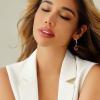 imageCicy Bell Dangle Earrings for Women Platinum Plated Cubic Zirconia Teardrop Elegant Yellow Olive Curved EarringsRed