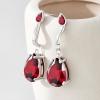 imageCicy Bell Dangle Earrings for Women Platinum Plated Cubic Zirconia Teardrop Elegant Yellow Olive Curved EarringsRed