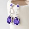 imageCicy Bell Dangle Earrings for Women Platinum Plated Cubic Zirconia Teardrop Elegant Yellow Olive Curved EarringsViolet