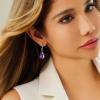 imageCicy Bell Dangle Earrings for Women Platinum Plated Cubic Zirconia Teardrop Elegant Yellow Olive Curved EarringsViolet