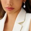 imageCicy Bell Dangle Earrings for Women Platinum Plated Cubic Zirconia Teardrop Elegant Yellow Olive Curved EarringsWhite