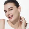 imageCicy Bell Dangle Earrings for Women Platinum Plated Cubic Zirconia Teardrop Elegant Yellow Olive Curved EarringsWhite Gold