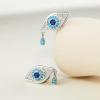 imageCicy Bell Evil Eye 18k Gold Plated Dangle Earrings for Women Trendy Cubic Zirconia Stud Drop Earrings Jewelry Accessory GiftsSilver