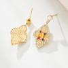 imageCicy Bell Four Leaf Clover Dangle Earrings for Women Lucky 18k Gold Plated Cubic Zirconia Trendy Drop Earrings Jewelry GiftGold