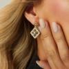 imageCicy Bell Four Leaf Clover Dangle Earrings for Women Lucky 18k Gold Plated Cubic Zirconia Trendy Drop Earrings Jewelry GiftStyle BNavy