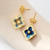 imageCicy Bell Four Leaf Clover Dangle Earrings for Women Lucky 18k Gold Plated Cubic Zirconia Trendy Drop Earrings Jewelry GiftStyle BNavy