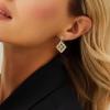 imageCicy Bell Four Leaf Clover Dangle Earrings for Women Lucky 18k Gold Plated Cubic Zirconia Trendy Drop Earrings Jewelry GiftStyle BNavy