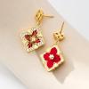 imageCicy Bell Four Leaf Clover Dangle Earrings for Women Lucky 18k Gold Plated Cubic Zirconia Trendy Drop Earrings Jewelry GiftStyle BRed