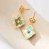 imageCicy Bell Four Leaf Clover Dangle Earrings for Women Lucky 18k Gold Plated Cubic Zirconia Trendy Drop Earrings Jewelry GiftStyle BSky Blue