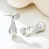 imageCicy Bell Platinum Plated Dangle Earrings for Women Trendy Removable Teardrop Drop Earrings Cubic Zirconia Disco Stud Earrings Jewelry GiftsWhite Gold