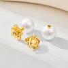 imageCicy Bell Shell Pearl Ear Jackets Earrings for Women 18k Gold Plated Rose Stud Earrings Double Side Front Back Earrings Jewelry GiftsWhite Gold