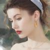 imageCicy Bell Twisted Hoop Earrings for Women Trendy 18k Gold Plated Large Oval Pull Through Statement Earrings Jewelry GiftGold