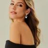 imageCicy Bell Womens Earrings Platinum Plated Cubic Zirconia Elegant Earrings Birthday Gifts Vintage Dangle EarringsWhite