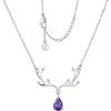 imageCicy Bell 18k Gold Plated Christmas Necklace Reindeer Zircon Gemstone Pendant Necklaces 15quot2quotPurple