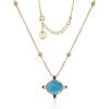 imageCicy Bell 18k Gold Plated Pendant Necklace for Women Oval Aquamarine Gemstone Spinel Vintage Dainty Trend Jewelry Gift 177quot  19quot ExtenderYellow Gold