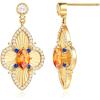 imageCicy Bell Four Leaf Clover Dangle Earrings for Women Lucky 18k Gold Plated Cubic Zirconia Trendy Drop Earrings Jewelry GiftGold