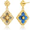 imageCicy Bell Four Leaf Clover Dangle Earrings for Women Lucky 18k Gold Plated Cubic Zirconia Trendy Drop Earrings Jewelry GiftStyle BNavy