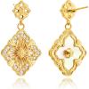 imageCicy Bell Four Leaf Clover Dangle Earrings for Women Lucky 18k Gold Plated Cubic Zirconia Trendy Drop Earrings Jewelry GiftStyle BWhite