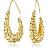 imageCicy Bell Twisted Hoop Earrings for Women Trendy 18k Gold Plated Large Oval Pull Through Statement Earrings Jewelry GiftGold