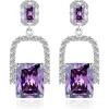 imageCicy Bell Womens Earrings Platinum Plated Cubic Zirconia Elegant Earrings Birthday Gifts Vintage Dangle EarringsViolet