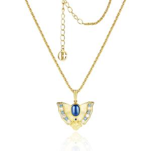 imageCicy Bell 18k Gold Plated Butterfly Pendant Necklace for Women Natural Sapphire Cubic Zirconia Rope Chain Drop Necklace Trend Jewelry Gift 177quot  19quot ExtenderYellow Gold