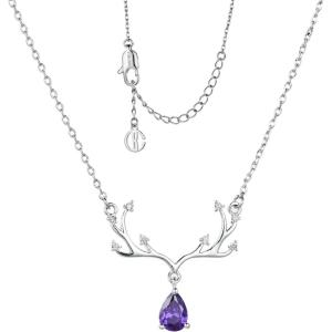 imageCicy Bell 18k Gold Plated Christmas Necklace Reindeer Zircon Gemstone Pendant Necklaces 15quot2quotPurple