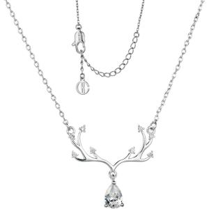 imageCicy Bell 18k Gold Plated Christmas Necklace Reindeer Zircon Gemstone Pendant Necklaces 15quot2quotWhite