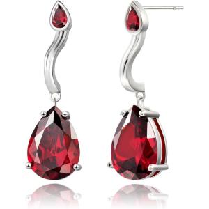 imageCicy Bell Dangle Earrings for Women Platinum Plated Cubic Zirconia Teardrop Elegant Yellow Olive Curved EarringsRed
