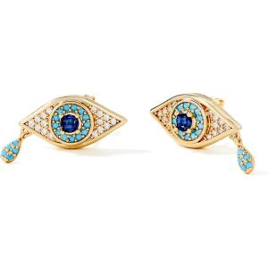 imageCicy Bell Evil Eye 18k Gold Plated Dangle Earrings for Women Trendy Cubic Zirconia Stud Drop Earrings Jewelry Accessory GiftsGold