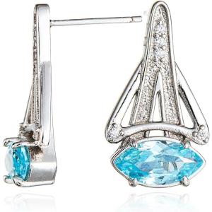 imageCicy Bell Evil Eye 18k Gold Plated Dangle Earrings for Women Trendy Cubic Zirconia Stud Drop Earrings Jewelry Accessory GiftsWhite Gold