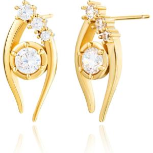 imageCicy Bell Evil Eye 18k Gold Plated Dangle Earrings for Women Trendy Cubic Zirconia Stud Drop Earrings Jewelry Accessory GiftsYellow Gold