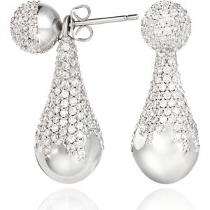 imageCicy Bell Platinum Plated Dangle Earrings for Women Trendy Removable Teardrop Drop Earrings Cubic Zirconia Disco Stud Earrings Jewelry GiftsWhite Gold