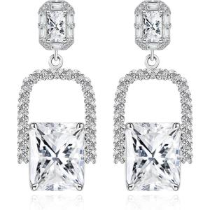 imageCicy Bell Womens Earrings Platinum Plated Cubic Zirconia Elegant Earrings Birthday Gifts Vintage Dangle EarringsWhite