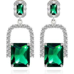 imageCicy Bell Womens Earrings Platinum Plated Cubic Zirconia Elegant Earrings Birthday Gifts Vintage Dangle EarringsWhite Gold