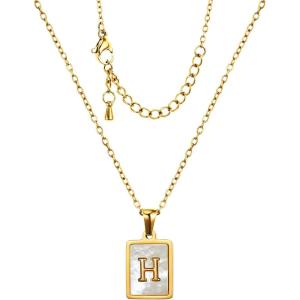 imageCicy Bell Womens Initial Necklace for Women 18k Gold Plated Shell Personalized Letter Pendant Necklace 177 with 2 ExtenderStyle 1HGold