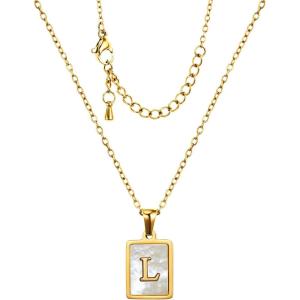 imageCicy Bell Womens Initial Necklace for Women 18k Gold Plated Shell Personalized Letter Pendant Necklace 177 with 2 ExtenderStyle 1LGold